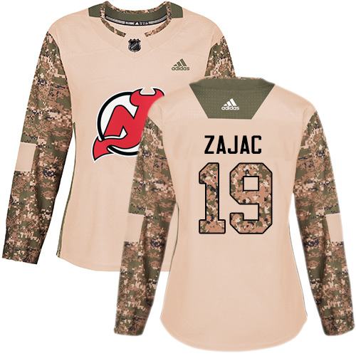 Adidas Devils #19 Travis Zajac Camo Authentic Veterans Day Women's Stitched NHL Jersey - Click Image to Close